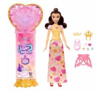 Mattel Poupée Disney Princesses Jewel Reveal Belle JHL51 – 8 surprises, boîte cœur et bague