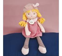 JOLIJOU - Poupée de Chiffon Les Doucettes - Eva - Robe Terracotta / Cheveux Blonds - 30 cm - Élégante et Mignonne - Idée Cadeau de Naissance pour Enfants - Robe Chic, Collants et Chaussons - JJ6014