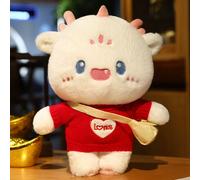 Poupée Dragon En Peluche Mignonne, Vêtements Pouvant Être Portés Et Retirés, Poupée Cadeau Pour Enfants Du Nouvel An De Bon Augure De L'année Du Dragon C?Ur Rouge - 30 Cm 0,2 Kg