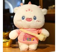 Poupée Dragon En Peluche Mignonne, Vêtements Pouvant Être Portés Et Retirés, Poupée Cadeau Pour Enfants Du Nouvel An De Bon Augure De L'année Du Dragon Lettres Roses - 30 Cm 0,2 Kg