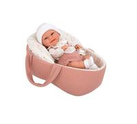 Poupée Elegance en vinyle - Arias - 33 cm - Corps en vinyle - Robe tons roses - Nacelle assortie - Tétine incluse