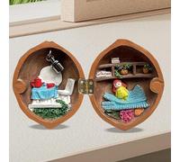Poupée en noyer faite à la main comme adorable ornement de bureau avec adorable mini bibliothèque petit monde à l'intérieur - Idéal pour les collectionneurs et les amateurs de décoration (A, 6,5 x 4 x