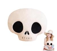 Poupée en peluche avec tête de mort, oreiller de tête de mort rempli, poupée d'os d'horreur en peluche jouet à collectionner, adorable poupée en peluche d'Halloween pour salle à manger, salon, dortoir