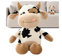 Poupee en Peluche De Vache en Peluche - Jouet en Peluche Animale Coriace, Figure De Câlins De Vache Flufy | Poupee Compagnon De Sommeil Aux Enfant avec Une Expression Douce, Poupee De Vache Décorativ