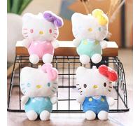 Poupée en peluche Sanrio Hello chat, cadeau pour Halloween, Noël, anniversaire, porte-clés, accessoire de sac Rose kt12cm,Bleu kt12cm,Vert kt12cm,Bleu ciel kt12cmPolyester
