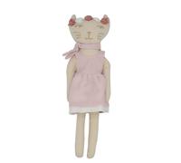 Trois Kilos Sept - Poupée Tissu bébé - Naissance - Jouet D'Éveil - Nouveau-Né - Popeline De Coton 100% Organique - Chat - Rose - 20cm