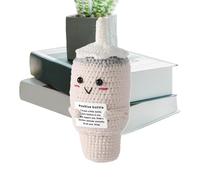 Poupée en tricot positif amusante avec bouteille d'eau au crochet, jouets de poupée en tricot avec carte positive, chaussettes au design esthétique pour femmes, hommes, amis