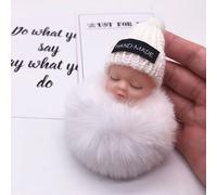 Poupée endormie en forme de boule de poils à suspendre, mignon pendentif, chaîne de pompons en peluche, sac en coton et laine, jouet coloré à la mode,
