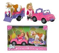Poupée EVI avec Jeep et Remorque - SIMBA.DICKIE.GROUP - EL JEEP AVEC REMORQUE - Transporte ton cheval partout