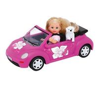 Simba Poupée Evis Beetle - Mini poupée avec cabriolet et accessoires inclus - Rose