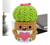 Poupée faite à la main - Cactus au crochet - Figurine décorative en fil doux avec design joyeux - Décoration de bureau ou d'étagère pour chambre à coucher, salon, table de chevet, pendaison de