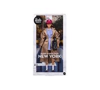 Barbie Poupée de collection Bstyle Fashion Week New York – Robe bleue, manteau marron – Enfants