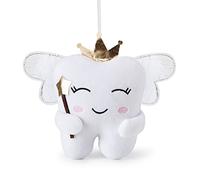 Poupée fée des Dents Ailes Brillantes brodé Oreiller fée des Dents avec Poche Souvenir fée des Dents Cadeau pour garçons Filles (Blanc)