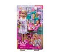 Barbie Coffret Dentiste JMK14 – poupée blonde en blouse, petite poupée, fauteuil et accessoires