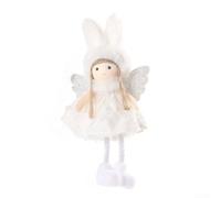 Poupée festive de Noël en forme de cerf d'ange en peluche, fée blanche avec jupe rose, polyester et plastique, décoration à suspendre pour arbre, fenêtre et scènes de vacances (B)