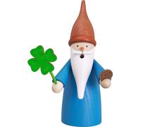 Poupée Fumée Gnome Bleu Avec Trèfle HxBxT = 16x9x9cm NEU Figurine Fumée