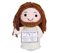 Poupée Jésus au crochet avec carte de bénédiction - Cadeau religieux pour première communion, baptême, confirmation, panier de Pâques pour filles, garçons et adolescents - Cadeau chrétien pour jeunes