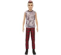 Barbie Fashionistas poupée Mannequin Ken aux Cheveux châtains et Roses avec débardeur et Pantalon écossais, Jouet pour Enfant, GVY29