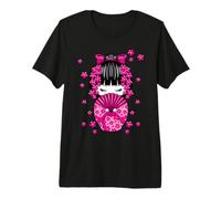 Poupée Kokeshi Kawaii Fleurs de Cerisier Japonais T-Shirt Haut de Gamme