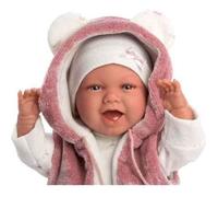 Llorens Removed Mimi Smiles With Hair Fuchsia Jacket And Pacifier Doll 40 Cm Rose