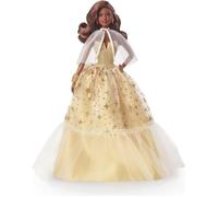 Barbie Signature Joyeux Noël 2023 Poupée Spéciale Fêtes 35Ème Anniversaire avec Robe De Soirée Dorée, Cheveux Bruns Et Emballage De Présentation, À Collectionner, Jouet Enfant, Dès 3 Ans, HJX05