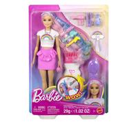 Barbie Poupée Chevelure Arc-en-Ciel Paillettes - Cheveux extra-longs colorés, 12 accessoires JJP07