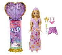 Mattel Poupée Disney Jewel Reveal Raiponce JLK28 – 8 surprises, boîte en forme de cœur, bague enfant