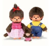Poupée Monchhichi - MONCHHICHI - Set Famille - 3 Poupées - 20 cm - Tétine amovible