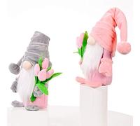 Poupée Naine Tulipe Faite à la Main- de Fête des Mères Elfe Suédois Tomte-Ornement de Bureau en Flanelle de Haute Qualité-Rose, Gris-37 * 8 * 6cm-décor de Bureau à Domicile (Pink)