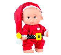 Poupée Nenote Noël Marine et PAU - 26 cm - Vinyle Articulé - Déguisement de Père Noël avec bonnet long, ceinture et détails de Noël - Fabriqué en Espagne