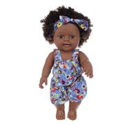 Poupée Noire Africaine, Bébé Fille Afro aux Cheveux Bouclés, 12 Pouces Réaliste Poupée Soft Vinyle, Simulation Nouveau-né Poupee Fille Avec Vêtement Amovible, Jouet Cadeau de Noël pour Enfants 2+ Ans