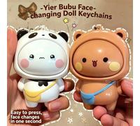 Poupée officielle originale Panda Bubu et Yier à visage changeant, pendentif porte-clés mignon à visage changeant de dessin animé Panda Bubu et Dudu A