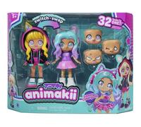 Bandai - Animakii - Cyberpunk et Gameuse - Coffret Poupée Personnalisable - 1 Poupée, 4 Visages, 2 Coiffures, 2 Tenues, 2 Paires de Chaussures - Jouet Créatif 5 Ans et + - HEA26350