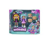 Bandai - Animakii - Cyberpunk et Gameuse - Coffret Poupée Personnalisable - 1 Poupée, 4 Visages, 2 Coiffures, 2 Tenues, 2 Paires de Chaussures - Jouet Créatif 5 Ans et + - HEA26350