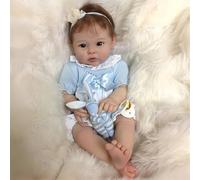 Poupée Reborn bébé Fille Realiste Silicone Nouveau-né Baby Vrai Poupon Reborn Dolls Toddlers Enfant Yeux Ouvre 20 Pouces Faites à la Main Ressemblant à Un Vrai Bébé