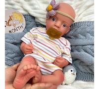 Poupée Reborn en Silicone intégral (17 Pouces) - Compatible avec Sucette, Bouche Ouverte, Corps lesté - Poupée Ultra-réaliste Peinte à la Main (Joues rosées) - Idée Cadeau pour Enfants