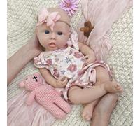 Poupée Reborn Faite à la Main de 45 cm Corps Entier en Silicone - bébé Fille réaliste à Bouche Ouverte avec anatomiquement Correct pour noël et Cadeau Surprise de Thanksgiving