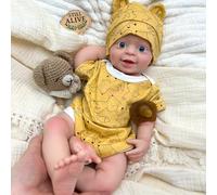 Poupée Reborn Garçon de 18 Pouces - Corps Entier en Silicone, Bouche Ouverte, articulée et réaliste - Jouet Nouveau-né au Corps Souple, idéal comme Compagnon pour Les Enfants.