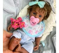 Poupée Reborn réaliste à Peau foncée, Fille anatomiquement correcte à Bouche Ouverte et Cheveux implantés - Jouet entièrement en Silicone, idéal comme Cadeau d'anniversaire ou de Noël.