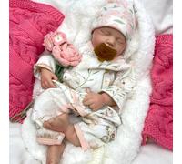 Poupée Reborn réaliste - Bébé Fille endormie à Bouche Ouverte, Corps Entier en Silicone, 50 cm - Détails Ultra-réalistes (Peau et Ongles) - Idéal pour Collection