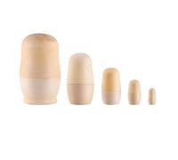 Poupee Russe,5 PCS Poupées Gigognes en Bois Poupées Russes Non Peintes Magnifiques Poupées Russes en Bois Faites à la Main