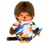 Poupée - SEKIGUCHI - Kiki Monchhichi - Garçon en Tenue de Peintre - 20 cm - Tétine amovible