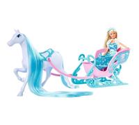 Simba 105733522 - Steffi Love Snow Dream, traîneau de Conte de fées avec Cheval et Steffi comme Princesse des Glaces, L : 50 cm, poupée 29 cm, Convient aux Enfants à partir de 3 Ans