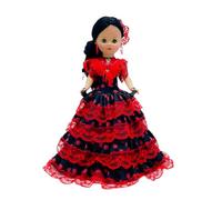 Poupée Sintra Original 40 cm. Collection régionale Robe typique Andalousie Flamenca Peigne Peine Andalousie Fabriqué en Espagne par Folk Artisanat (Noir Lunar Rouge)