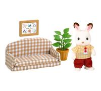 Poupée Sylvanian Families Papa Lapin Chocolat Set salon 5013 Canapé Cadre Plante figurine Marron Multicolore