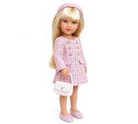 Poupée tendance avec robe en tweed rose, chaussures, sac à main et bandeau assortis, pour poupées de 31,8 à 35,6 cm