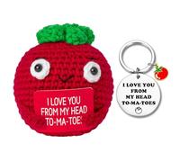 Poupée Tomate Positive, Porte Clé, Pocket Hug Poupée en Laine à Tricoter avec Carte, Cadeau D'encouragement, Cadeau Rigolo pour Une Amie Famille Couple Femme Homme, Idee Drole Decoration Maison