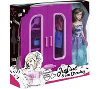 Poupée - WDK PARTNER - Justine - 3 tenues complètes - Dressing transportable - Rose