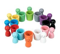 Poupées À Chevilles En Bois Avec Tasses, Jeux Montessoris Jouet Pour Comptage Et Tri, Jouet Sensoriel De Tri Des Couleurs, Jouets Éducation Précoce Apprentissage Des Couleurs Arc-en-Ċiel Pour Ènfant