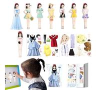 Poupées à Habiller En Papier - Poupées En Papier Avec Costume De Princesse Magnétique, Puzzle Coloré Avec Des Vêtements Pour Bamble Magnétiques, Poupée De Crta Magnétique, Découpes De Crta